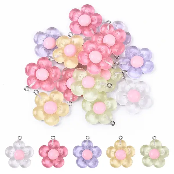 15Pcs Translucent Resin Pendants