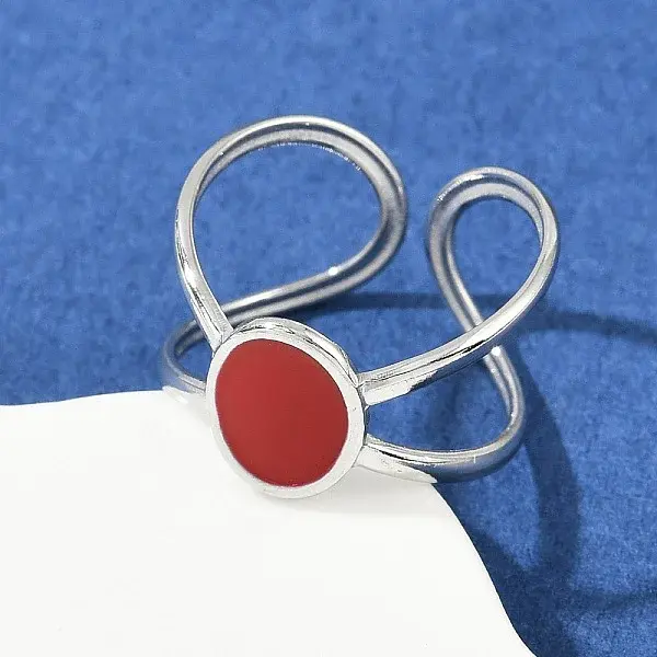 Oval 304 Stainless Steel Enamel Cuff Rings for Women