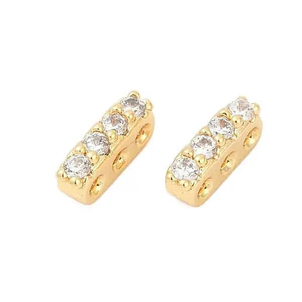 Brass Micro Pave Clear Cubic Zirconia Spacer Bars
