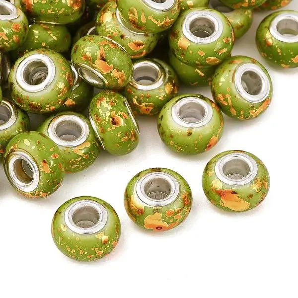 Opaque Resin Rondelle European Beads