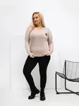 Plus size béžová blúzka s dlhým rukávom