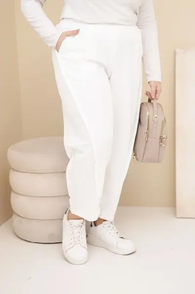 Kesi Plus Size volné kalhoty ecru