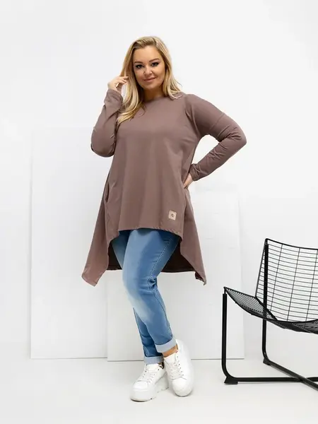 Plus size tunika světle hnědá