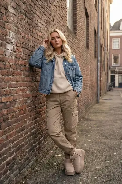 Dámské sněhule z přírodního semiše béžové Mairene