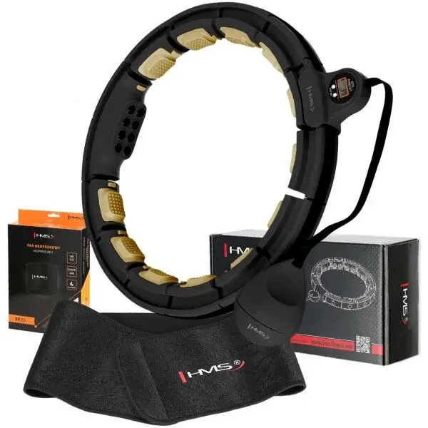 HMS SET HHM13 + BR163 Sada masážní obruče se závažím a zeštíhlujícího pásu, černá, velikost