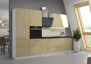 Kuchyňská linka 280 cm Lara 3 - Bílá + Cappucino lesk