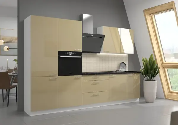 Kuchyňská linka 280 cm Lara 3 - Bílá + Cappucino lesk