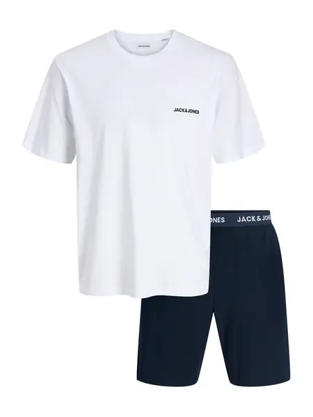 JACK & JONES Krátke pyžamo 'JACEVEREST'  tmavomodrá / biela