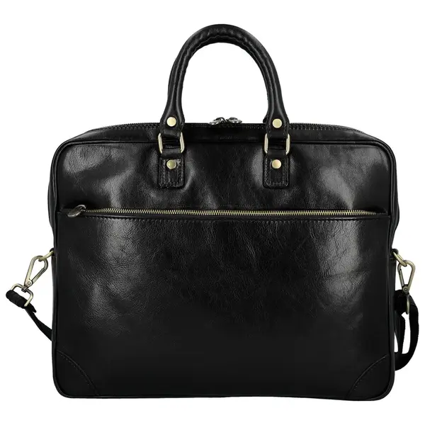 Kožená business taška černá - Delami Vera Pelle Evarist