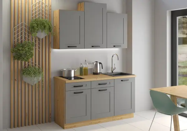 Kuchyňská linka 150 cm Luna 1 - Dub artisan + Dust grey