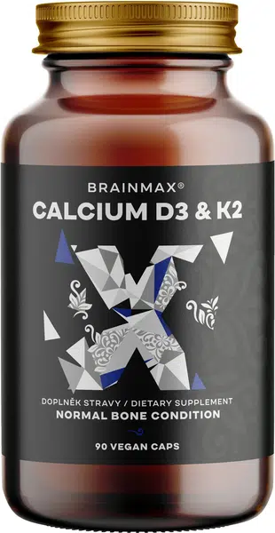BRAINMAX Vápník s vitamínem D3 & K2 90 kapslí