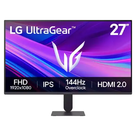 27" herní monitor LG UltraGear™ G4 s frekvencí 144 Hz (přetaktovaný) a rozlišením FHD IPS s kompatibilitou NVIDIA G-SYNC®, sRGB 99% (Typ.) 27G411A-B