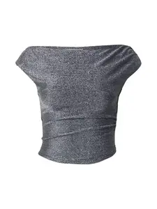 ABOUT YOU Tričko 'Nova'  čierna / strieborná