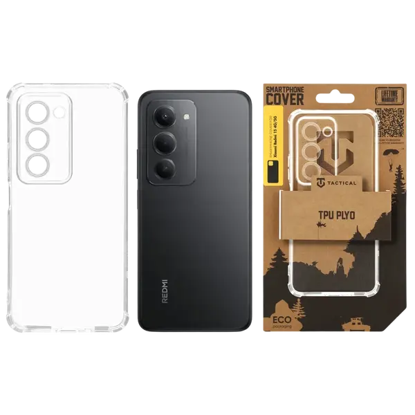 Zadní kryt Tactical TPU Plyo pro Xiaomi Redmi 15 4G/5G, transparentní