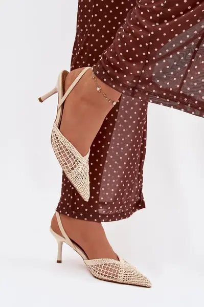 Boto pletené sandále na ihličkovom podpätku