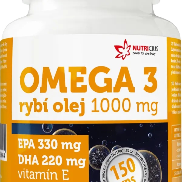 NUTRICIUS Omega 3 Rybí olej 1000 mg EPA 330 mg/DHA 220 mg 150 kapslí