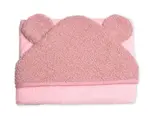 Baby Nellys Kojenecká osuška s kapucí a oušky Boucle 80x80cm, froté -  pudrově růžová