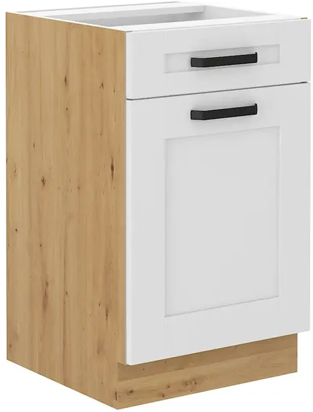 Spodní skříňka Luna 50 D 1F 1S BB - Premium Box Barva korpusu: Dub artisan, Barva dvířek: Bílá