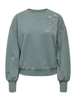 ONLY Mikina 'ONLCamela Brooke'  tmavozelená / strieborná