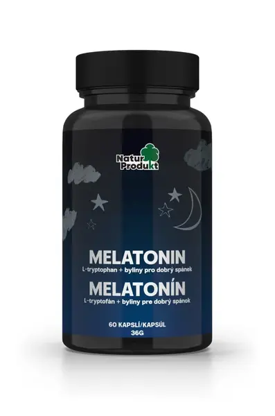 Naturprodukt Melatonin + L-tryptofan + byliny 60 kapslí