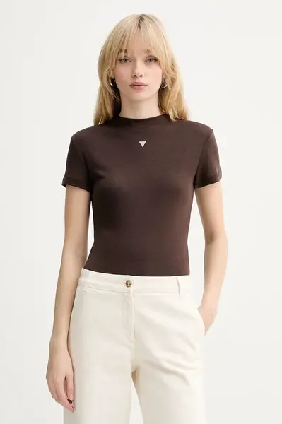 Tričko s příměsí hedvábí Guess TINA