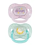 Canpol babies Svítící silikonový dudlík symetrický 6–18m 2 ks holka