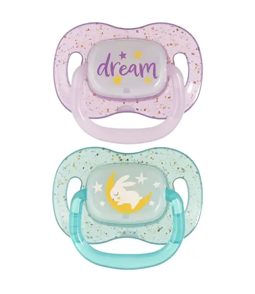 Canpol babies Svítící silikonový dudlík symetrický 6–18m 2 ks holka