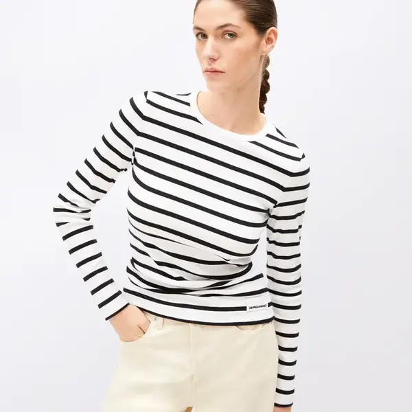 Tričko Armedangels Maywaa Stripes 307 white-black