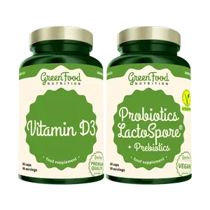 GREENFOOD NUTRITION Probiotics Lactospore® + Prebiotics +Vitamin D3 2 x 60 kapslí