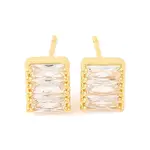 Brass Micro Pave Cubic Zirconia Stud Earrings for Women