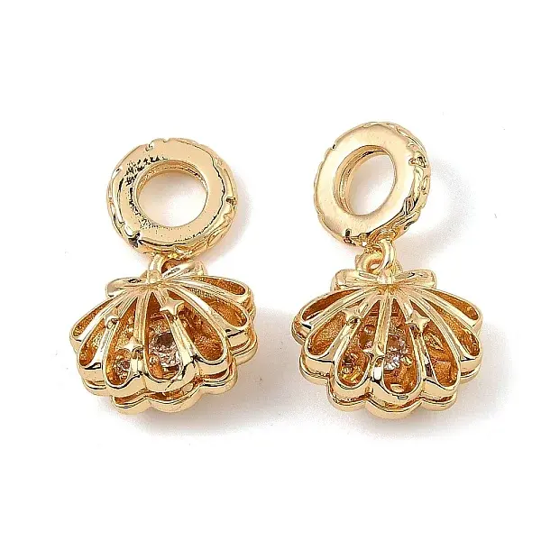 Brass Micro Pave Cubic Zirconia European Dangle Charms