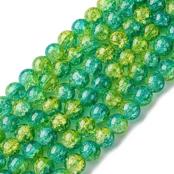 Spray Painted Crackle Glass Beads Strands