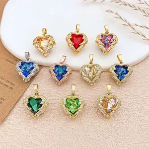 Brass Micro Pave Cubic Zirconia Pendants