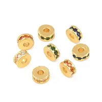 Brass Micro Pave Cubic Zirconia Beads