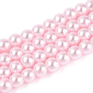 Baking Paint Pearlized Glass Pearl Round Bead Strands