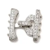 Brass Micro Pave Clear Cubic Zirconia Fold Over Clasps