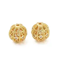 Brass Micro Pave Cubic Zirconia Beads