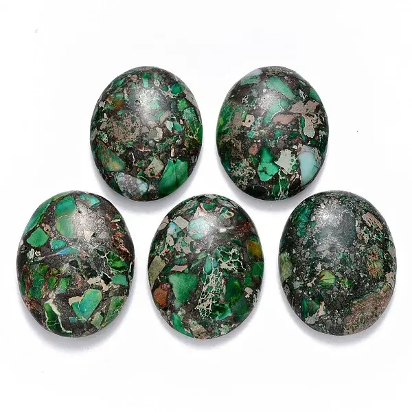 Synthetic Gold Line Imperial Jasper Cabochons