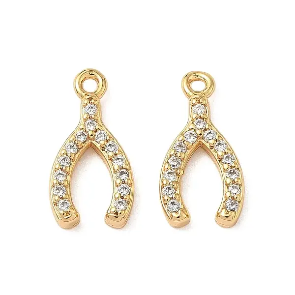 Brass Micro Pave Clear Cubic Zirconia Charms