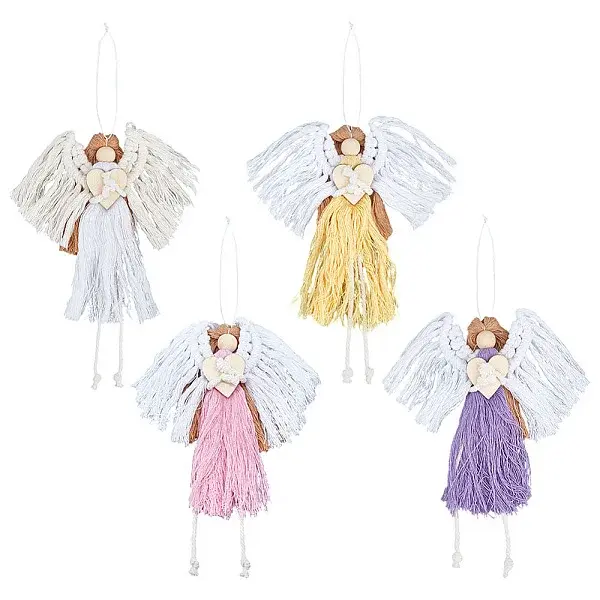 4Pcs Angel Handmade Woven Macrame Cotton Thread Pendant Decorations