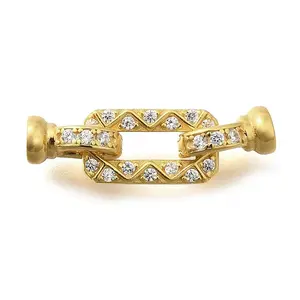 925 Sterling Silver Micro Pave Clear Cubic Zirconia Fold Over Clasps