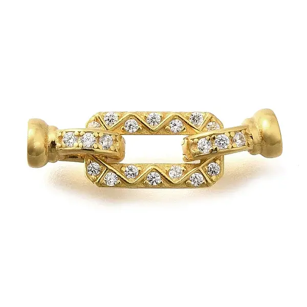 925 Sterling Silver Micro Pave Clear Cubic Zirconia Fold Over Clasps