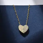 925 Sterling Silver Micro Pave Clear Cubic Zirconia Heart Pendant Necklaces for Women