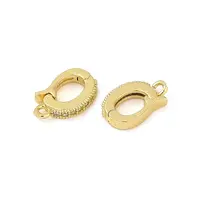Oval Brass Micro Pave Clear Cubic Zirconia Fold Over Clasps