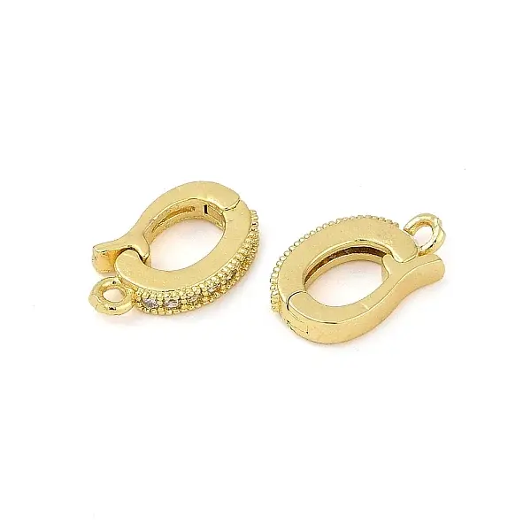 Oval Brass Micro Pave Clear Cubic Zirconia Fold Over Clasps