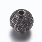 Brass Micro Pave Cubic Zirconia Beads