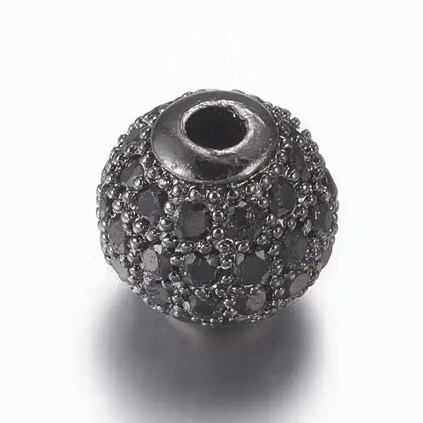 Brass Micro Pave Cubic Zirconia Beads