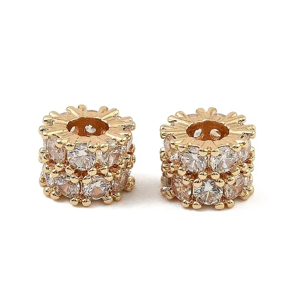Brass Micro Pave Cubic Zirconia Beads