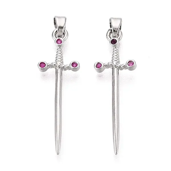 Brass Micro Pave Cubic Zirconia Pendants