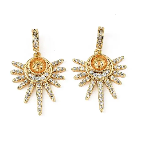 Brass Micro Pave Cubic Zirconia Peg Bails Charms